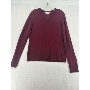 Nike Golf Sweater Womens M V-Neck‎ Burgundy Pointelle Knit Long Sleeve